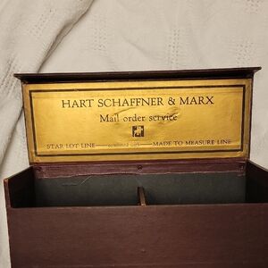 Vintage Hart Schaffner Marx Brown Box with Gold Interior